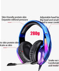 Game Ready Led Wired Mechanical Keyboard And Mouse Combo With Multimedia Keys Solid Aluminum Base 104 Layout showing adjustable head beam and cushioned ear pads.