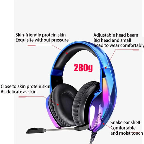 Game Ready Led Wired Mechanical Keyboard And Mouse Combo With Multimedia Keys Solid Aluminum Base 104 Layout showing adjustable head beam and cushioned ear pads.