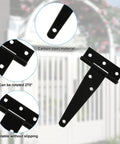 4 Inch T Strap Hinges Heavy Duty Outdoor Black Gate Hinges For Shed Doors Barn Doors Wooden Fences Fence Hardware 4 Pack