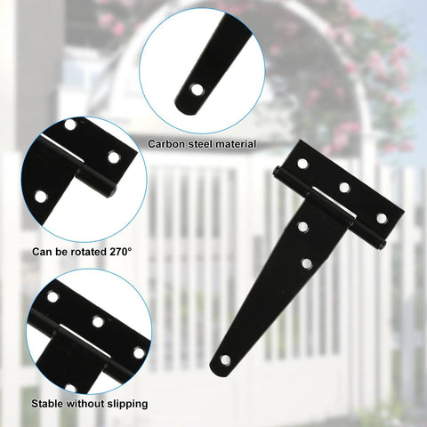 4 Inch T Strap Hinges Heavy Duty Outdoor Black Gate Hinges For Shed Doors Barn Doors Wooden Fences Fence Hardware 4 Pack
