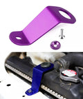 Beefed Up Radiator Stay Mount Bracket For EG 92-95 Civic in purple with bolt, for heavy-duty aluminum cooling DIY car upgrade.