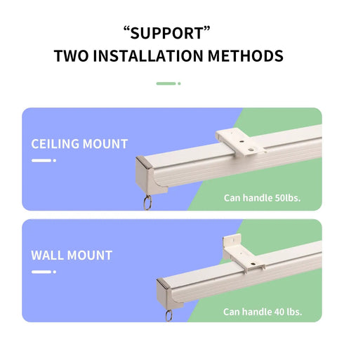 Heavy Duty Aluminum Curtain Track System With Adjustable Ceiling Or Wall Mount 3 Feet To 6 Feet Roller Hooks For Grommet And Pleated Drapes White Finish Built To Last ceiling and wall mount options