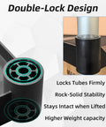Heavy Duty 3 Tier Plastic Utility Cart On Wheels With 300 Lb Capacity And Quiet 4 Inch Casters With 2 Lockable Brakes close-up of locking mechanism