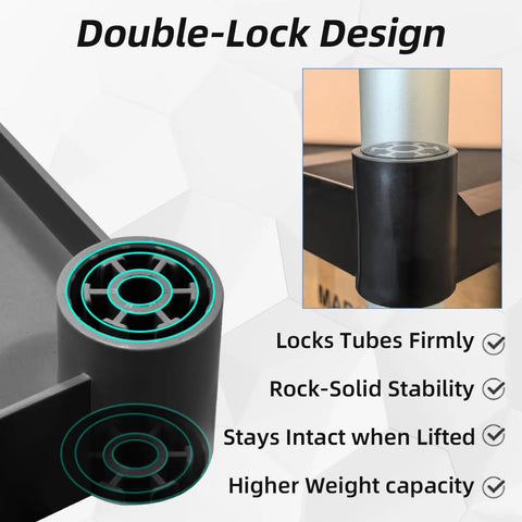 Heavy Duty 3 Tier Plastic Utility Cart On Wheels With 300 Lb Capacity And Quiet 4 Inch Casters With 2 Lockable Brakes close-up of locking mechanism