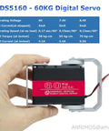 ANNIMOS 60KG digital servo motor with stainless steel gear and mounting bracket, front view (pack of 2)