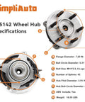 Front Wheel Hub Bearing Assembly 515142 Fits Ford F150 Expedition Navigator 2011 2012 2013 2014 4WD 4X4 Excludes Heavy Duty Payload Package Front Axle Replacement with specifications diagram.