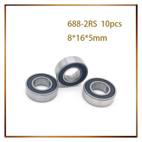 Groove Bearings 688-2RS Set Of 10 For Rail Linear Motion Systems, 3D Printer Parts And Industrial Automation Equipment, Pro Grade Smooth Rolling Support For Precise Motion 8x16x5mm sealed ball bearings