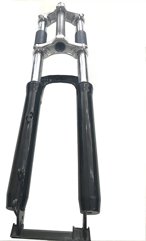 Black 26 Inch Triple Tree Front Suspension Fork With Double Shoulder Mounts For 26 Inch Mountain Bikes One Eighth Inch Headset Disc Brake Compatible Fits 44mm Head Tube And 28.6 Fork Ride Ready 26x2.325 Tire Width