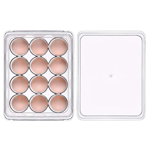 Stackable Egg Holder Organizer For Fridge And Freezer With Clear BPA Free Tray And Lids 12 Egg Capacity Kitchen Storage For Pantry Countertop Easy Slide Open Lids Space Saving Design Fits Most Fridges
