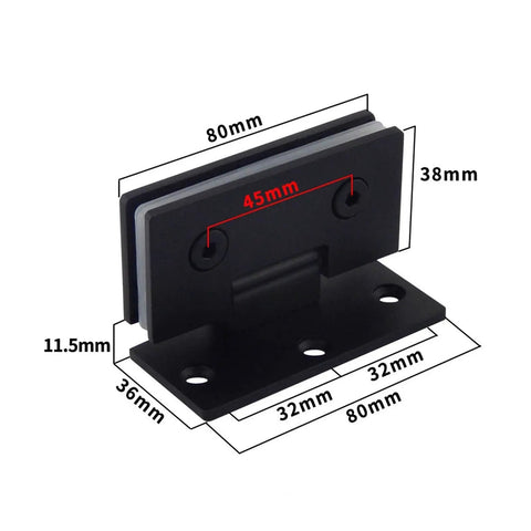 304 Stainless Steel Bathroom Glass Door Hinge Black Folding For Frameless Shower Doors And Cabinet Cupboard Built Tough No Rust 6-10mm Glass Thickness Heavy Duty Reversible Mount Easy Install with measurements
