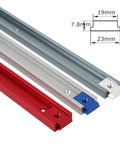 Heavy Duty T Slot Nut Bolts And T Track Slider Fasteners For Woodworking, Premium Aluminum Alloy, red and silver tracks with dimensions.