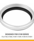 NC UV Silver Frame Lens Protector Filter For Fujifilm X100 Series Cams on white background