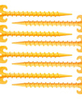 8 Pack 19.5cm Heavy Duty Tent Stakes With Screw Shape For Superior Ground Grip In Sand, Grass And Soft Ground, Durable Outdoor Camping And Hiking Gear For Beach, Lawn And Garden Use Orange