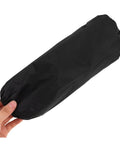 Heavy Duty Grease Resistant Long Arm Sleeves Waterproof Forearm Shields held in hand, durable black shield for kitchen use.