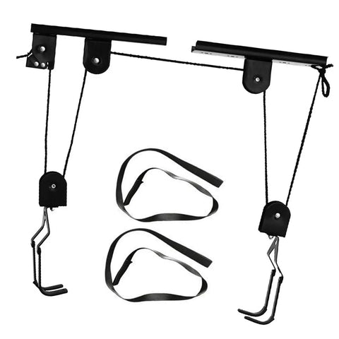Beefy Heavy Duty Ceiling Hoist And Pulley System For Garage Storage 60kg Capacity Overhead Bike Rack And Kayak Lift Steel Construction