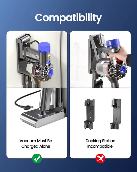 Replacement Charger For Cordless Vacuum V6 V7 V8 Compatible illustrating charging compatibility.