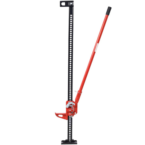 Heavy Duty High Lift Farm Jack With Adjustable Height From 6 To 52 Inches 7000 Lb Load Capacity Forty One Inch Long Handle Ratchet Hole
