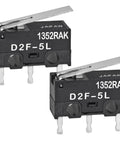 Two Pack 3 Pin Basic SPDT Limit Switch With Hinge Lever Actuator Subminiature Form 3A 125V PCB Mount IP54 shown.