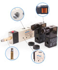 4V230C-08 DC24V 1/4 Inch PT Double Solenoid 5/3 Way Closed Center Pneumatic Valve with internal pilot and memory function