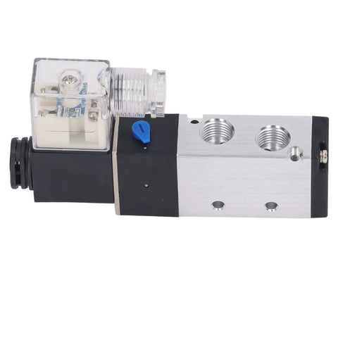 Internally Piloted 5 Way 2 Position Pneumatic Solenoid Valve, DC 12V Control For Reversing Air Flow In Industrial Automation