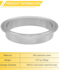 Side view of a 4-inch stainless steel tri-clamp ferrule for sanitary fittings, short weld type.