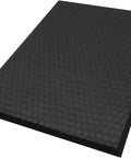 Built Different And Tough As Nails Anti Fatigue Mat With Heavy Duty Diamond Texture For Standing All Day Without Breaking A Sweat Grease And Oil Resistant Commercial Closed Cell Foam Ergonomic Work Pad In Black Three By Five Feet, showcasing textured surface.