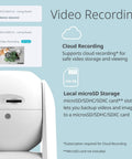 Mydlink Full HD WiFi Pan Tilt Security Camera 360 View No Fuss Setup Pet And Baby Monitoring Motion Detection Night Vision Cloud And MicroSD Recording For Home Security And Baby Room Checkups with video recording features, cloud and microSD storage options.