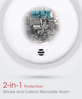 2 In 1 Battery Operated Smoke And Carbon Monoxide Alarm For Home Basements Travel Office Bedroom Living Room And Car With UL 217 And 2034 Compliance