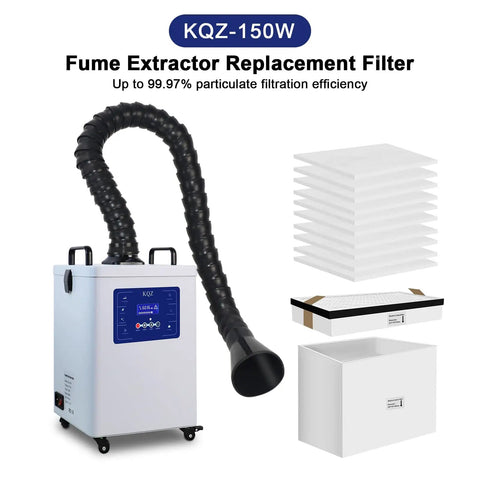 Beast 150W Solder Fume Extractor For Laser Engravers And Welders With Brushless Motor, 280 m3/h Airflow, shown with filters