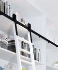 Sliding Ladder Track Kit For Library And Loft Quiet Smooth Glide Barn Door Hardware System installed in home library