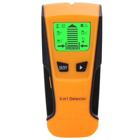 Rcniso Wall Scanner, 3 in 1 Wood Studs Finder with LCD Backlight showing LCD screen and buttons for detecting studs and wires.