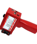 Compact Handheld Inkjet Printer With Four Point Three Inch Screen, quick dry coding machine on red casing with touchscreen interface.