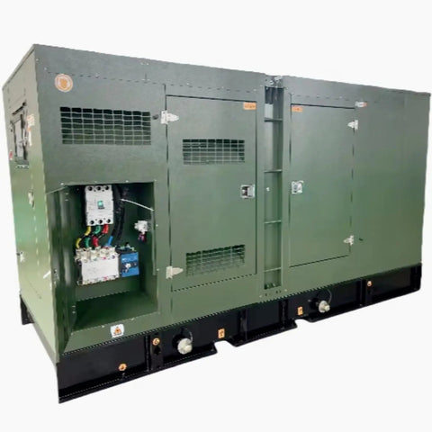 High Output Generator 400kW To 1000kW Open Chassis Beefed Up Industrial Power Plant For Heavy Duty Pumping And Backup Power With Onsite Utilities Available, green enclosure
