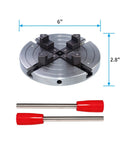 Six Inch Wood Lathe Chuck Set One Inch By Eight Tpi Self Centering Four Jaw Wood Turning Chuck With Reversible Jaws, includes wrenches