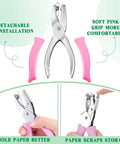 Eight Piece Hole Punch Set With Shaped Punchers for craft lovers featuring metal paper punch and pink grippy handle.