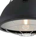 Bartley Vintage-Style One-Light Indoor Pendant Light With Matte Black Finish, Dark Pewter Accents, Cage Shade close-up