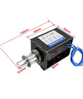 DC 24V 8Kg Pull Type Open Frame Solenoid Electromagnet With 20mm Stroke For Smooth Linear Motion Spring Return Low Power Consumption And Compact Design, 130mm x 58mm