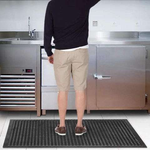 Drainage Rubber Floor Mat With Holes Keeps Wet Areas Dry Heavy Duty Anti Fatigue Non Slip for commercial kitchen 36x60 inches