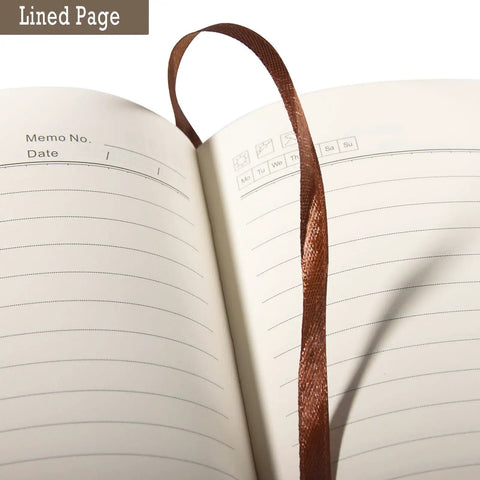 Lined pages with ribbon of Leather A5 Journal For Engineers With 200 Lined Pages, Inner Pocket And Pen, Durable Hard Cover