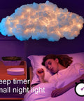 Epic 1.2m Cloud Rain Lightning Light Kit With USB Power in a cozy bedroom setup with soft glowing effect above sleeping person.