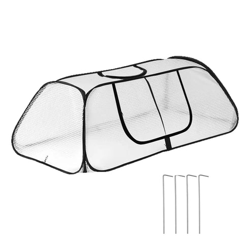 Pop Up Garden Mesh Cover For Raised Beds 45 By 18 By 20 Inches Plant Protector Cage Keeps Seedlings Vegetables And Fruits Safe From Birds Deer And Other Critters With Four Stakes