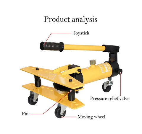 Heavy Duty Hydraulic Pipe Bender Badass Workhorse 10 Ton 100KN Pushing Power Nails 13 To 34 Mm Tubing with joystick and wheels.