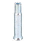 Close-up of a single steel axle from 15 Pack Beefed Up Steel Inline Skate Replacement Axles 8mm Diameter 35mm Length with coated parts.