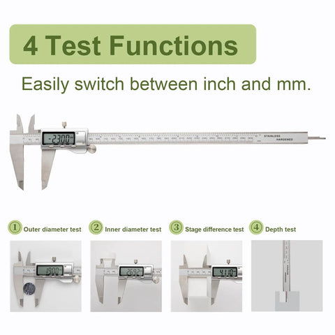 All Metal Digital Caliper 0 To 12 Inch Measuring Tool With Auto Off Conversion Between Inches And Millimeters display and features