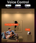 Living room with Four Pack 4 Inch LED Can Lights With WiFi, 9W 780 Lumen Color Changing Recessed Lighting, voice control display