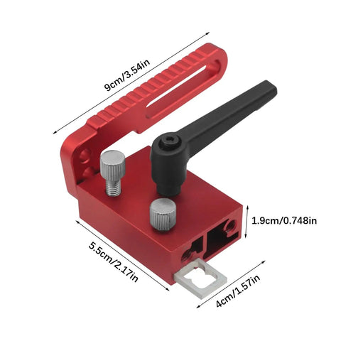 Rock Solid Aluminum T Track Stop Block For Table Saw Push Block Hella Tight Fit T30 T45 T Slot Rail Jig showing dimensions and design.