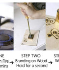 Steps for using Branding Iron Kit for Wood and Leather With Copper Stamp Mold and Handy Handle Personalize Your Woodworking Projects
