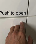 Set Of Three Push To Open Cabinet Latches With Silent Magnetic Catch For Dead Simple Drawer Opens Light Finger Tap Action silver latch in action on modern cabinets.