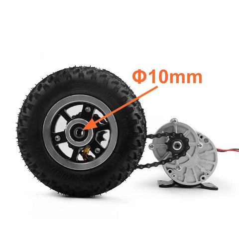 Upgrade Your Dolly Cart With This 24V Dual Drive Electric Conversion Kit showing 10mm wheel and motor assembly for enhanced performance.