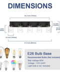 Slick Brushed Nickel 4 Light Bathroom Vanity Lights With Clear Glass Shades Industrial Wall Mount Bath Fixture dimensions and bulb options